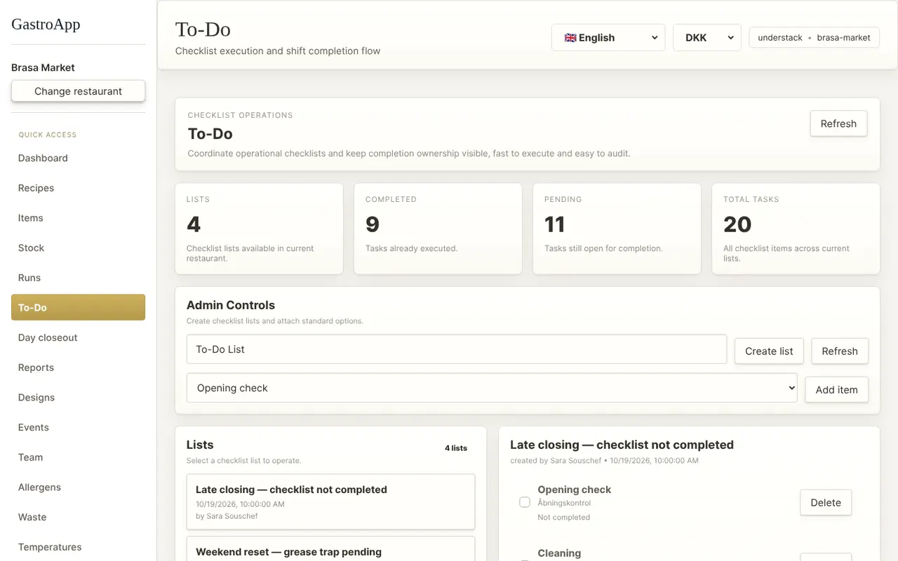 To-Do page with lists