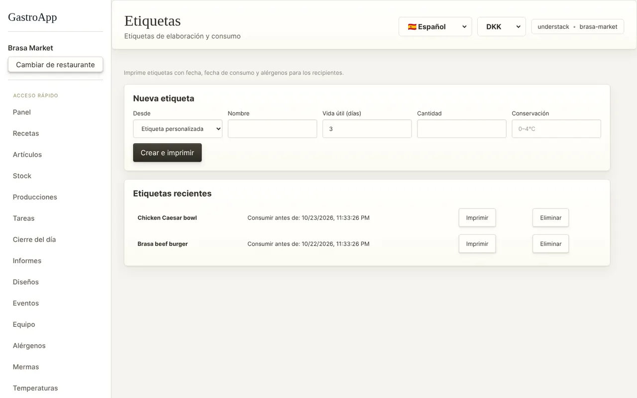 Etiquetas de elaboración