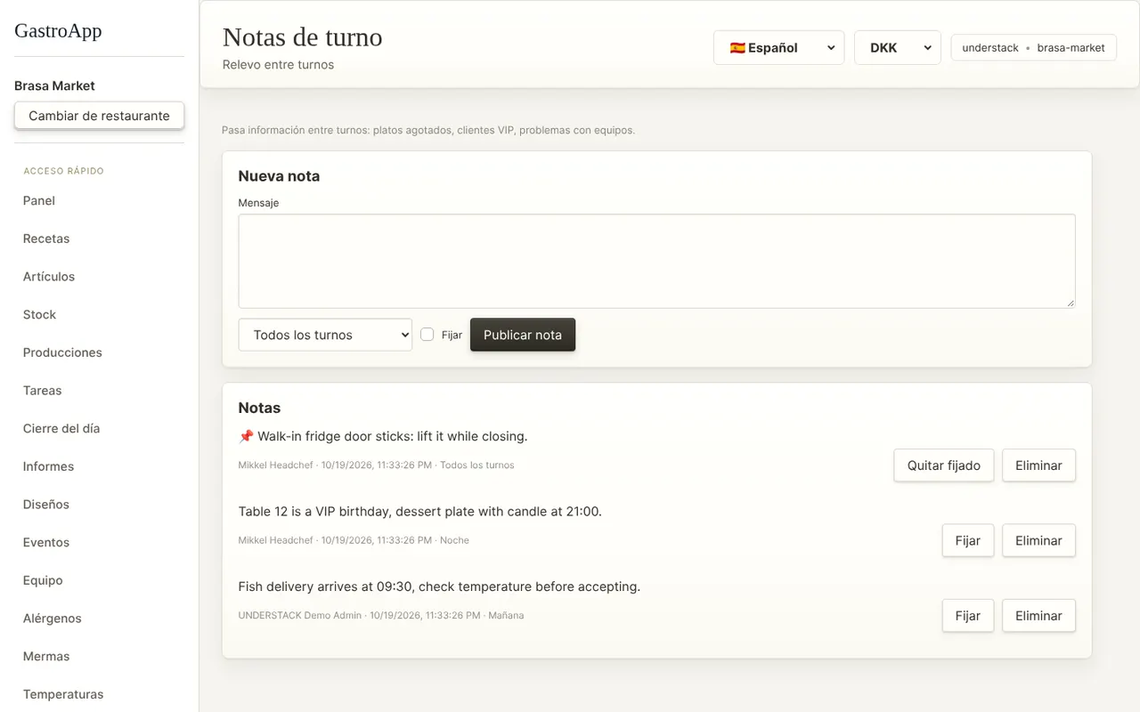 Notas de turno